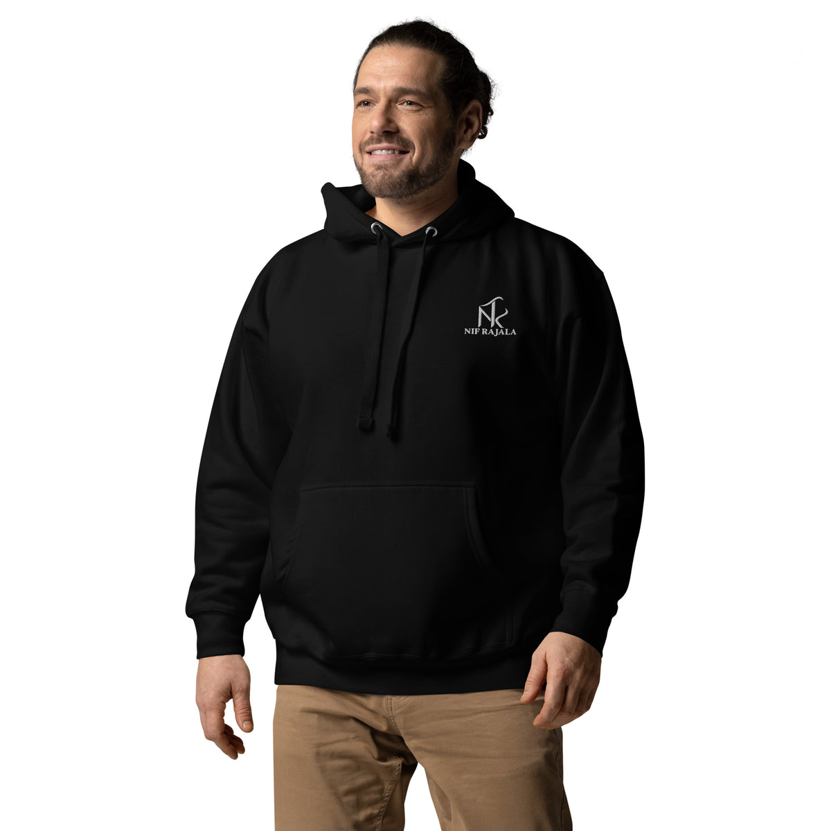 Hoodie Signature NIF RAJALA noir – vue de trois-quarts