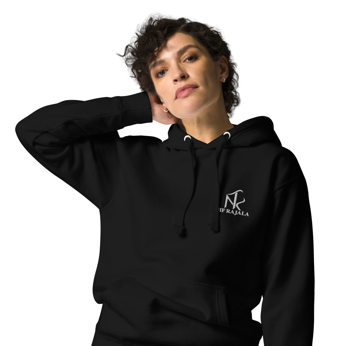 Hoodie Signature NIF RAJALA noir – gros plan